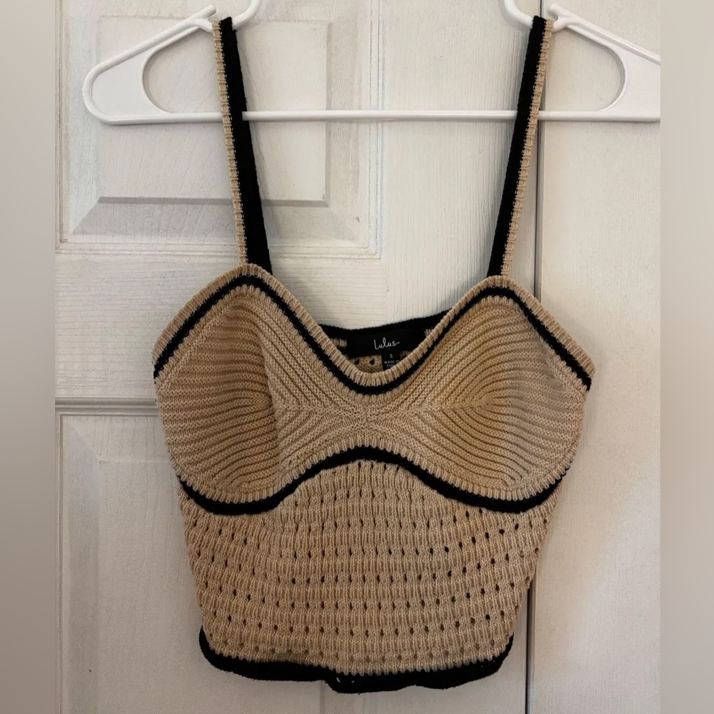 Lulu's Tan and Black Knit Women's Top